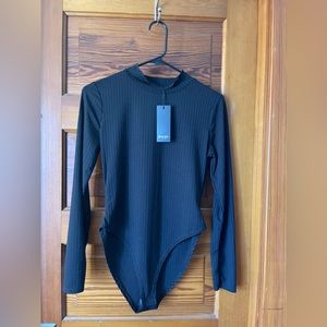NWT- nasty gal mock neck ribbed bodysuit